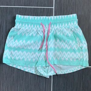 teal and white chevron shorts